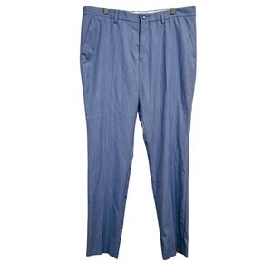 Zara Man Dress Pants Mens 36 Blue Stretch Flat Front‎ Trousers Slim Fit Tapered